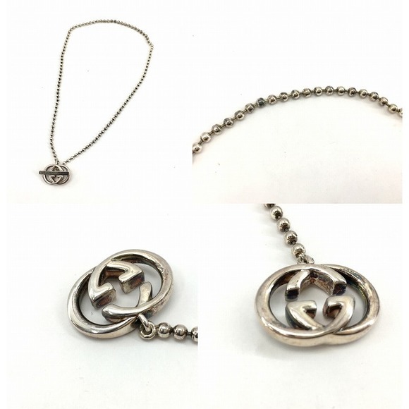 Gucci Interlocking GG Ball Chain Necklace Silver - Picture 2 of 3